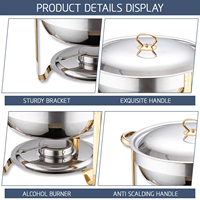 4,5 l kraftstoff betriebener Buffet-Speisen wärmer aus Edelstahl mit runden Chafing Dishes mit goldenen Füßen Buffet ofen für Hotels Restaurants