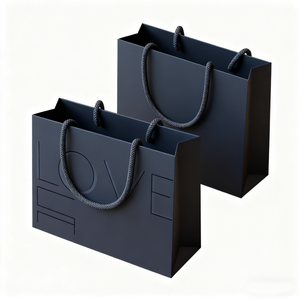 KM Oem kustom logo perak kertas tas belanja dengan Tote menangani untuk butik kemasan mewah garmen perhiasan - Product Image 2