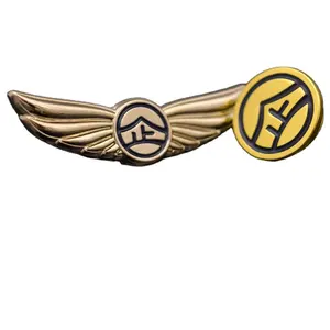 Spilla in metallo personalizzata 3D wings distintivo personalizzato con ali in metallo