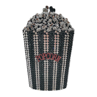 Sac de soirée unique pour femme en cristal popcorn, pochette fantaisie en strass pour dîner, cinéma, Halloween