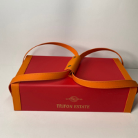 Boîte cadeau de luxe personnalisée, écologique, avec gaufrage, pelliculage mat, design vintage en cuir PU, type valise, pour vin, aliments pour bébés, chips