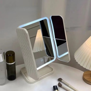 Trifold Tabletop LED Folding Cosmetic <strong>Vanity</strong> <strong>Mirror</strong> Desktop <strong>Mirror</strong> <strong>With</strong> <strong>Light</strong> and Magnification - Product Image 1
