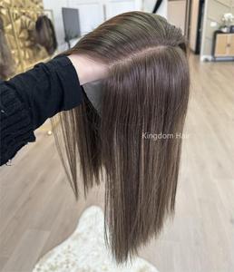 Parrucca Ebraica Kingdom Luxe con Top in Pizzo, Capelli Europei Marrone Scuro con Mèches, Base in Seta e Frontale in HD Lace per Donne con Perdita di Capelli - Product Image 1