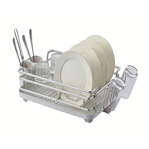 <span class=keywords><strong>Escurridor</strong></span> <span class=keywords><strong>de</strong></span> <span class=keywords><strong>Platos</strong></span> Multifuncional para Cocina, <span class=keywords><strong>de</strong></span> Alta Durabilidad, en Aluminio+ABS+<span class=keywords><strong>PVC</strong></span>, Antideslizante y Antioxidante, con Cesta para Cubiertos - Product Image 1