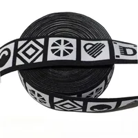 Bande élastique jacquard noire et blanche personnalisée avec logo en lettres anglaises pour bordure de sous-vêtements