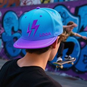 Custom Lightning 5 Panel Sporty Structured Baseball <b>Cap</b> Custom Logo Digital Sublimation Printing 100% Cotton Canvas Fabric - Product Image 3