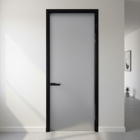 Porte à battant en alliage d'aluminium de style français, antivol, minimaliste, à cadre étroit, avec fenêtre à grille en verre étanche et cadre métallique