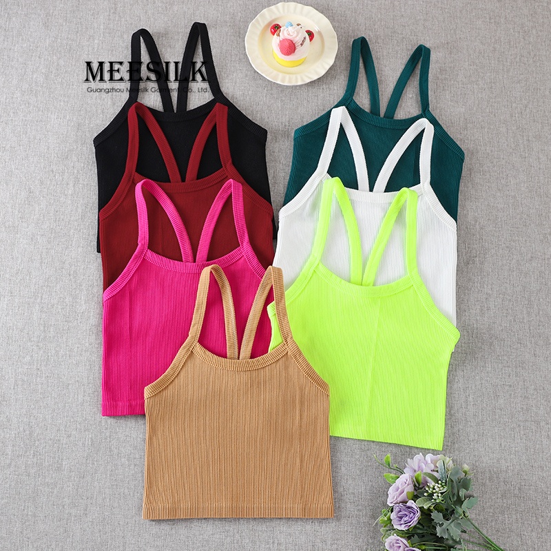 Women's Lightweight High-Stretch Halter Neck Sports Vest Sleeveless Seamless Yoga Top Breathable Gym Workout Crop Tank Top