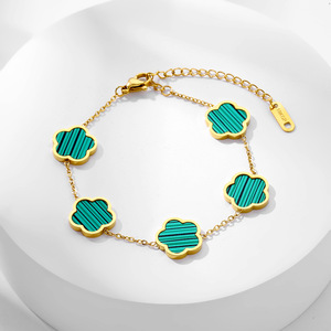 Fashion New Light Luxury Clover cinque petalo acciaio inossidabile 18K oro Beimu bracciale donna - Product Image 2
