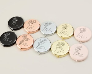 Metal Rose Gold Round Double Makeup Compact Mini Pocket Mirror Bridesmaid Wedding Party Favour Gift