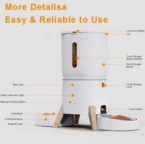 OEM 5L Automatic Pet Feeder Smart Dog Cat Food Dispenser WiFi Enabled Dual Stainless Steel Bowls with Time Settiming - Product Image 3