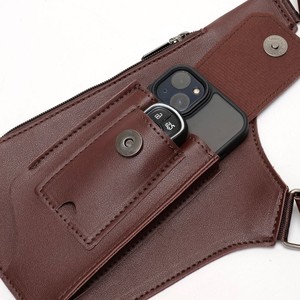 Sac de poitrine pour homme en cuir marron foncé, sac à bandoulière multifonctionnel avec poches zippées pour les loisirs en plein air et les voyages, collection Printemps 2025 - Product Image 4