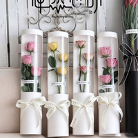 Caja de Regalo de Rosas con Impresión Personalizada Premium, Tubo de Papel Largo y Redondo de Lujo para el Día de San Valentín o Bodas