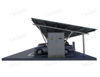 HBGenix N-01 Abri de voiture photovoltaïque pré-assemblé en acier au carbone à poteau unique, finition anodisée, durée de vie de 20 à 25 ans pour usage domestique et commercial