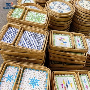 Venta caliente Conjunto de ratán Madre de perla con incrustaciones Bandejas para servir manteles individuales de ratán servilletas de ratán Decorativo para el hogar Hecho en Vietnam - Product Image 4