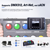 PKnight CM003B Contrôleur enregistreur de scènes DMX 8 boutons, 16 actions de scène, Emplacement pour batterie 18650, Lecture DMX512 Art-Net SACN, Boîtier moulé sous pression