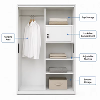 Armoire en acier imprimé exquise, robuste et anti-déformation, placard métallique sans formaldéhyde pour vêtements
