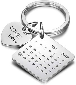 Wholesale Custom Metal Keychain Charm Memorial Day Calendar, Stainless Steel Waterproof Lightweight Key <b>Ring</b> - Product Image 6
