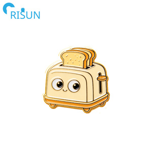Pin de solapa de esmalte blando con logotipo personalizado de fábrica, diseño de máquina de hornear pan tostado, panadería, repostería, postres y productos alimenticios, tipo broche - Product Image 4
