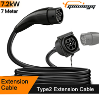 Nouveau câble d'extension de charge pour véhicules électriques de type 2, 7 m, 32 A, 7,2 kW
