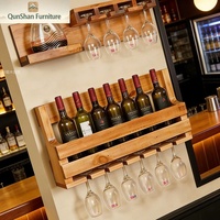 Porte-vin mural en bois massif, meuble de rangement pour bouteilles et verres, présentoir pour restaurant