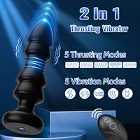 Silikon-Fernbedienung Vibrator mit Stoßfunktion Großer Schwanz Bunny Butt Plugs Anal für Frauen