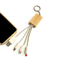 Kabel Charger USB-C Dual Bambu 2 in 3 dengan Logo Kustom, Penjualan Pabrik, Kabel Data Pengisi Daya Cepat untuk Android dan IOS