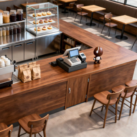 Vitrine de présentation de café avec comptoir latéral pour magasin