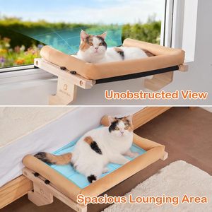 고양이 창문 펜던트-러버우드 내구성 간편 세척 정형외과용 해먹 무타공 무흡착컵 40파운드(약 18kg) 하중 지지-21.7x15인치 - Product Image 6
