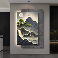 Peinture murale décorative moderne et pliable, motif montagne 3D en grès imprimé, écologique, aquarelle, plantes vertes fraîches