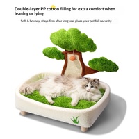 Maison pour chat en pin durable toutes saisons avec lit d'hiver amovible et lavable, motif uni, lit pour chien toute l'année, fournitures pour animaux de compagnie