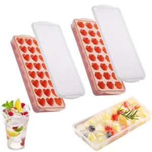 BPA Free Ice Ball Mold Reusable Ice Lattice Silicone Ice Cube Maker Trays with Lids for Bar Accessories