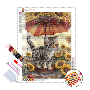 5d Diamond Painting gatto <span class=keywords><strong>girasoli</strong></span> in giornata piovosa ab trapani Diamond Painting Art Kit - Product Image 1