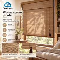 Stores en bois tissés sur mesure, options de couleur Lin Beige Noyer Mocha pour le traitement des fenêtres de salons d'hôtels modernes et d'intérieurs.