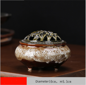 Brûleur d'encens en céramique LAMDAWN pour cônes de sauge, support de combustion de charbon de bois avec pot en résine, bois de santal et autocollants - Product Image 4