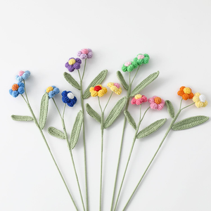 Hand Knitted <strong>Flower</strong> Yarn <strong>Crochet</strong> <strong>Flowers</strong> Hand Woven Bouquet Wedding Decor Puff <strong>Flower</strong> - Product Image 3