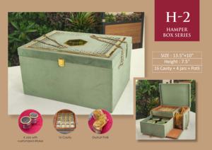 Handcrafted <b>Box</b> Series 13.5x10x7.5 Inch Green Wooden <b>Gift</b> <b>Box</b> with 16 Cavity 4 Jars and Dryfruit Potli Handmade Rectangle Design - Product Image 3