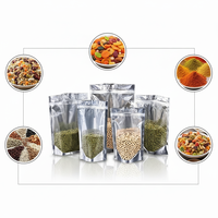 Sachet d'emballage personnalisé en aluminium sous vide de qualité alimentaire argenté avec logo, résistant à l'humidité et à l'oxygène, idéal pour aliments pour animaux de compagnie et chewing-gums