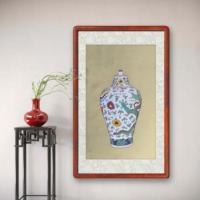 Vase chinois LINGFENG peint à la main pour collectionneurs, motif dragon Wucai, glaçure cinq couleurs, style Ming, cadre photo en forme de rouleau de soie