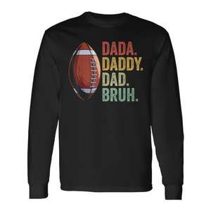 Camiseta de manga larga con estampado de letras Football Dad para hombre, cuello redondo, ropa deportiva de algodón, impresión digital - Product Image 1