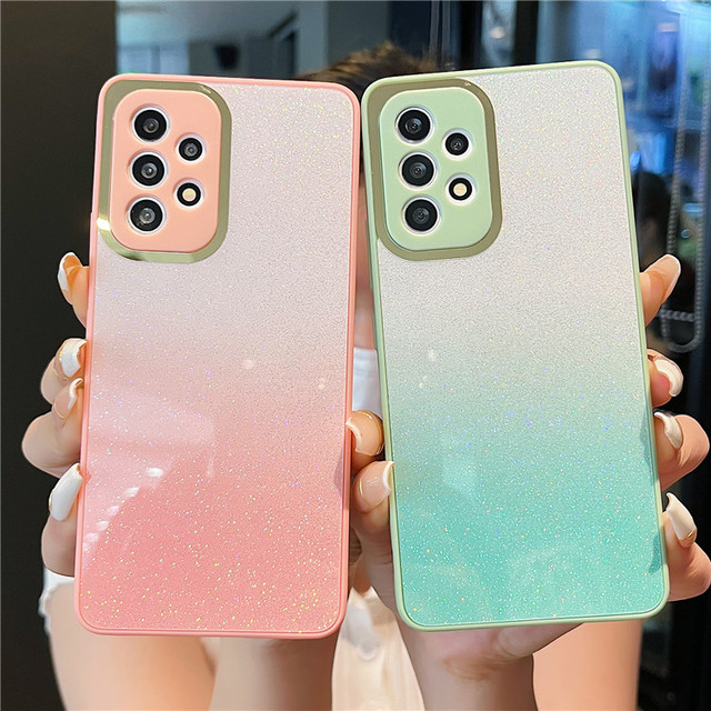 Luxury Gradient Bling Glitter Case for Samsung S25 S24 S23 Ultra A14 A73 A53 A13 S23FE S20 S21 S22 Plus Note 20 A02S A50 A52 A32