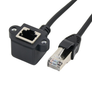 <b>RJ45</b> Male To Female Network Extension <b>Cable</b> 90 Degree Elbow With Ear Screw Holes Copper Wire SJTOW Type - Product Image 4