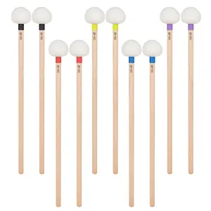 Premium maple wood made felt head timpani drumsticks easy percussion shock timeliness snare drum playing practice sticks