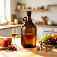 Bouteille en verre brun vide de 2500 ml avec bouchon à vis, personnalisable avec logo, pour la fabrication artisanale de vin de fruits et la fermentation à domicile - Vente en gros usine