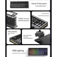 Kit de clavier mécanique de jeu Akko MONSGEEK M3 VIA/QMK DIY TKL 87 touches RGB à montage en gasket en aluminium CNC