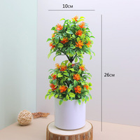 Zweistufiger Künstlicher Blumen-Bonsai im Topf, Simulierter Baum mit Weißem Topf für Heim-Tischdekoration