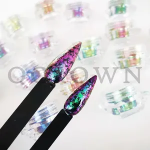 Chunky chameleon color mixed pearl pigment flakes mic material polyester metal cosmetic flakes nail powder