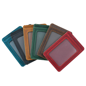 Wriza Genuine Leather Business <b>Card</b> <b>Holder</b> <b>Slim</b> ID Window Credit <b>Card</b> Case Minimalist Custom Design Wallet for Men and Women - Product Image 1