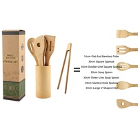 Ensemble d'ustensiles de cuisine en bambou naturel écologique de 30 cm, résistant au lave-vaisselle et au four, boîte cadeau individuelle pour la maison, la cuisine, cadeau de pendaison de crémaillère, OEM