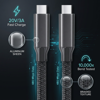 Câble USB C vers USB C 60W PD 3A Charge rapide Cordon de chargeur tressé en nylon pour iPhone 15 16 MacBook iPad Ordinateurs portables